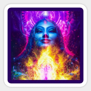 Mystic Goddess Radiating Cosmic Light Sticker